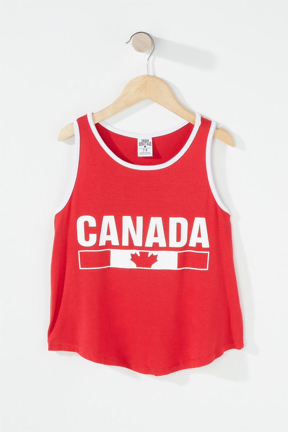 Kids Girls Dolphin Hem Canada Graphic Racerback Tank Red