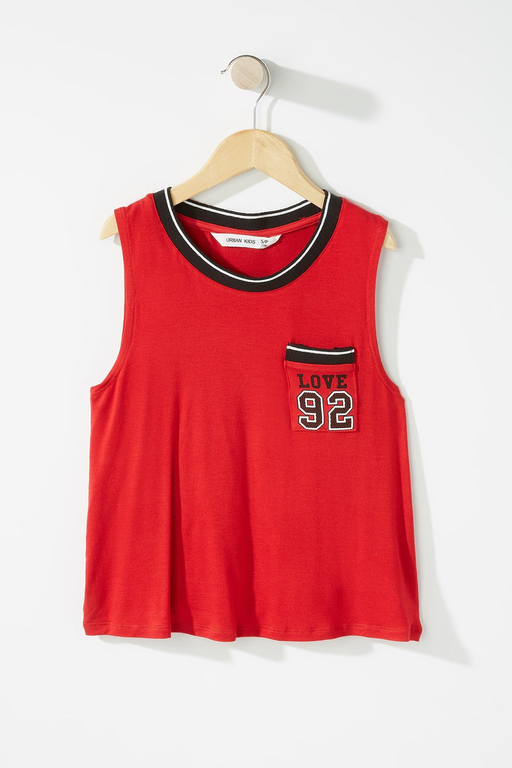 Kids Girls Graphic Pocket Tank Red