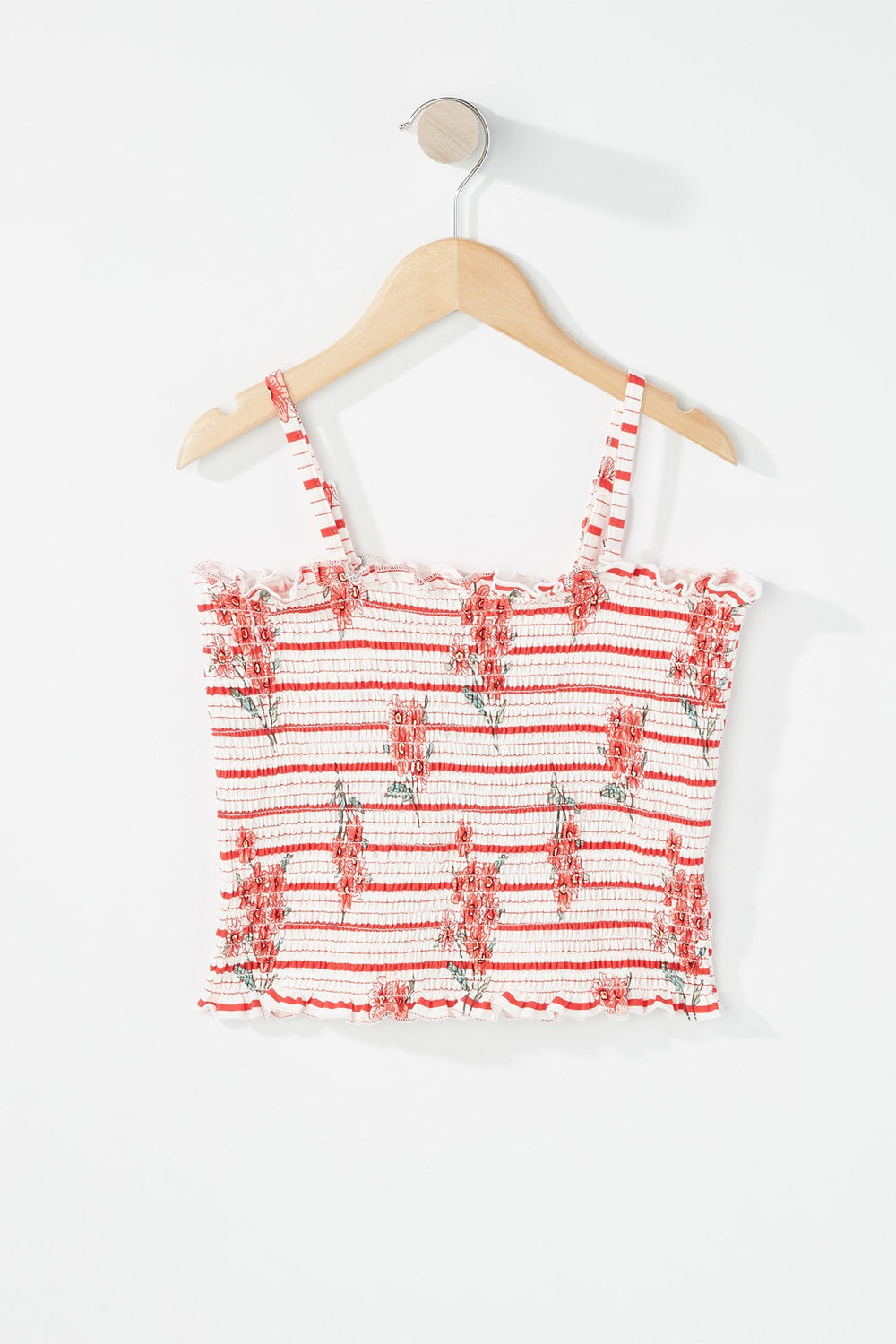 Kids Girls Smocked Cropped Tank Red