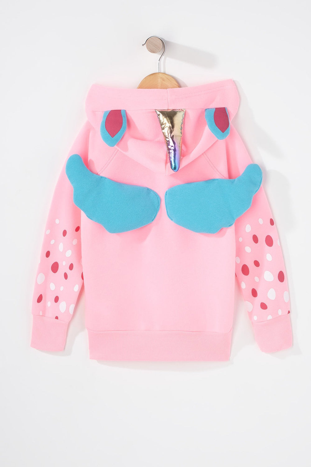 Kids Haut à capuchon à enfiler à pois Licorne pour fille Rose fluo