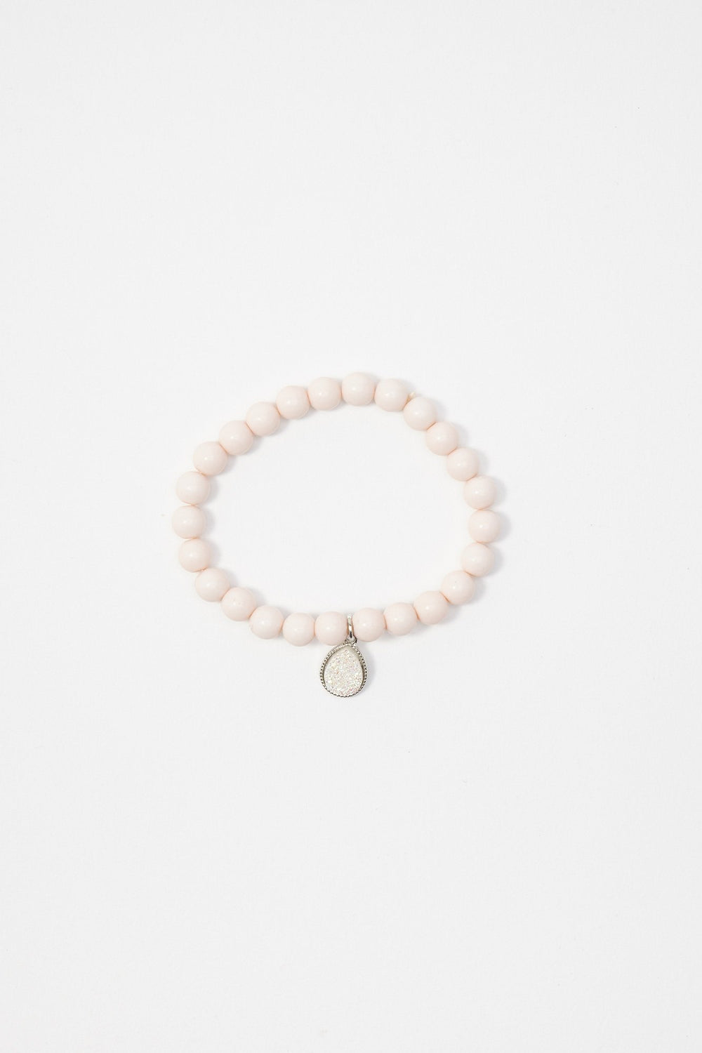 Women Bracelet avec breloque et billes Rose pâle