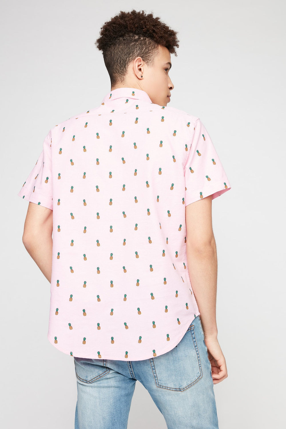 Men Chemise boutonnée imprimée Rose pâle