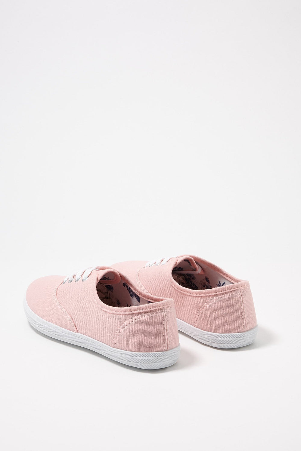 Women Espadrilles en toile lacées classiques Rose pâle
