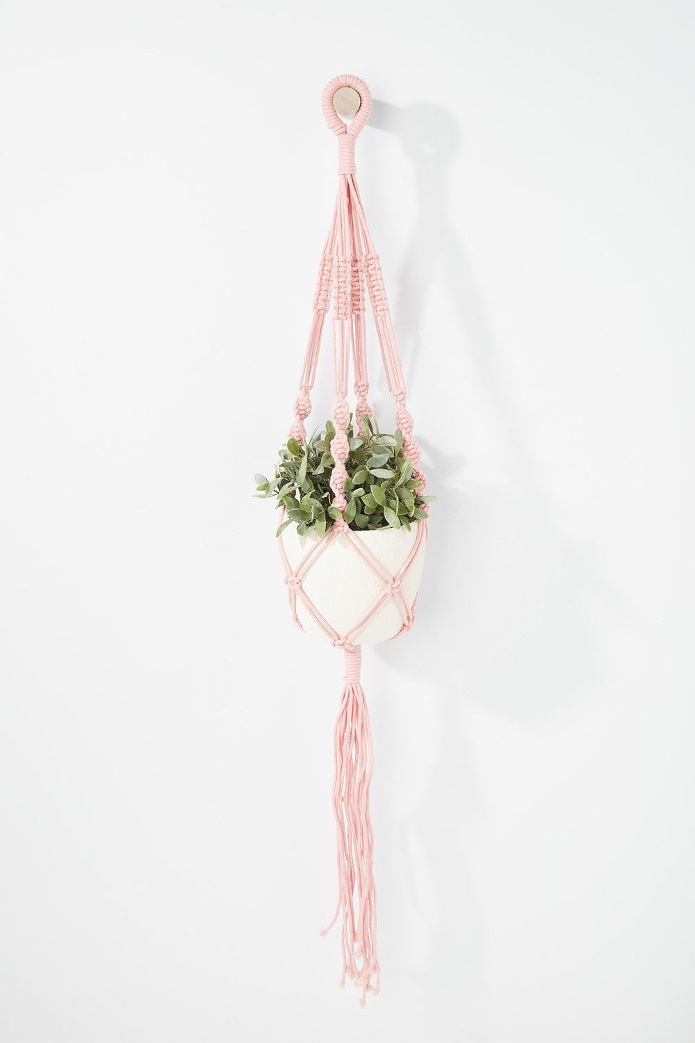 Women Jardinière tressée en macramé Rose pâle