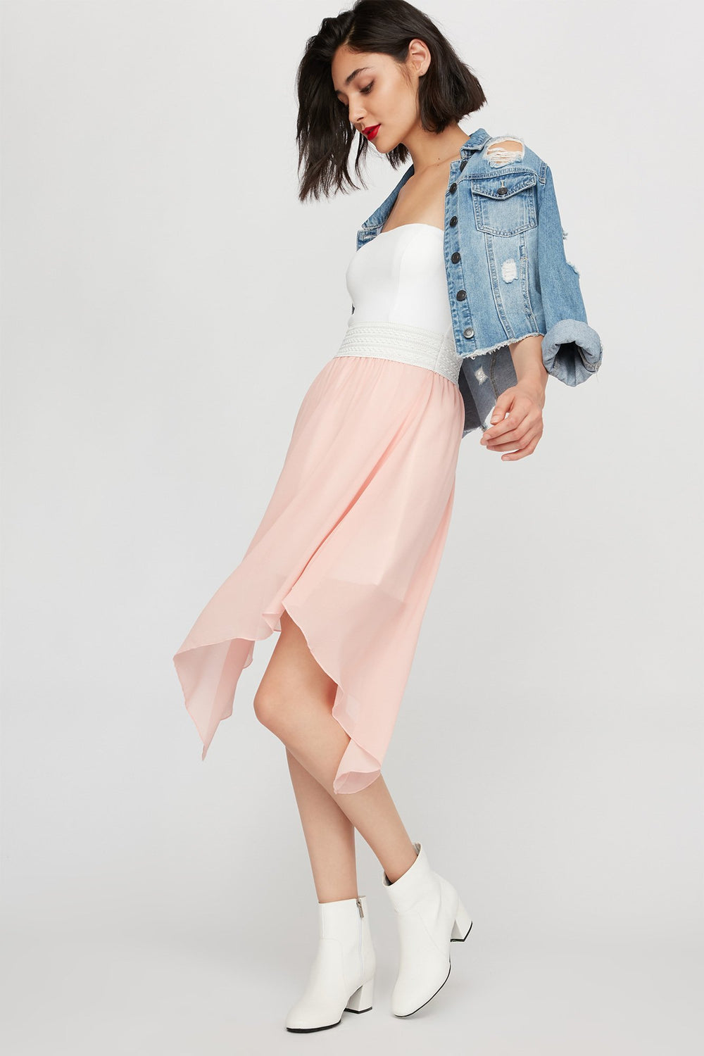 Women Robe asymétrique sans bretelles Rose pâle