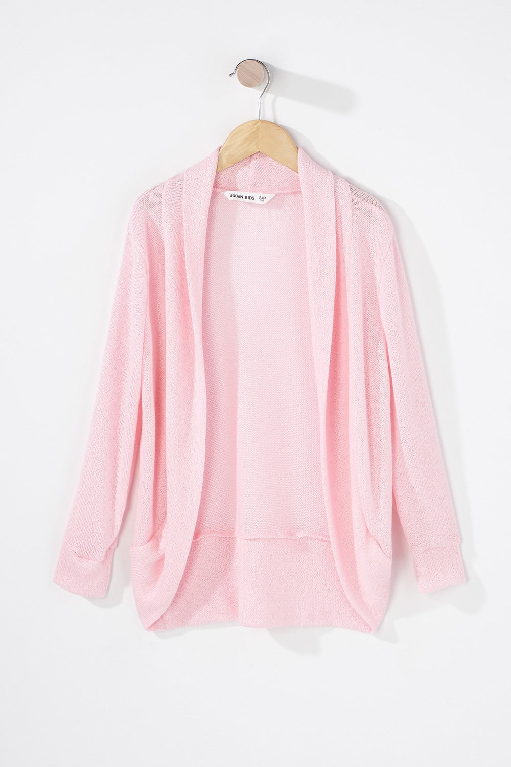 Kids Cardigan ouvert de base en tricot pour fille Rose pâle