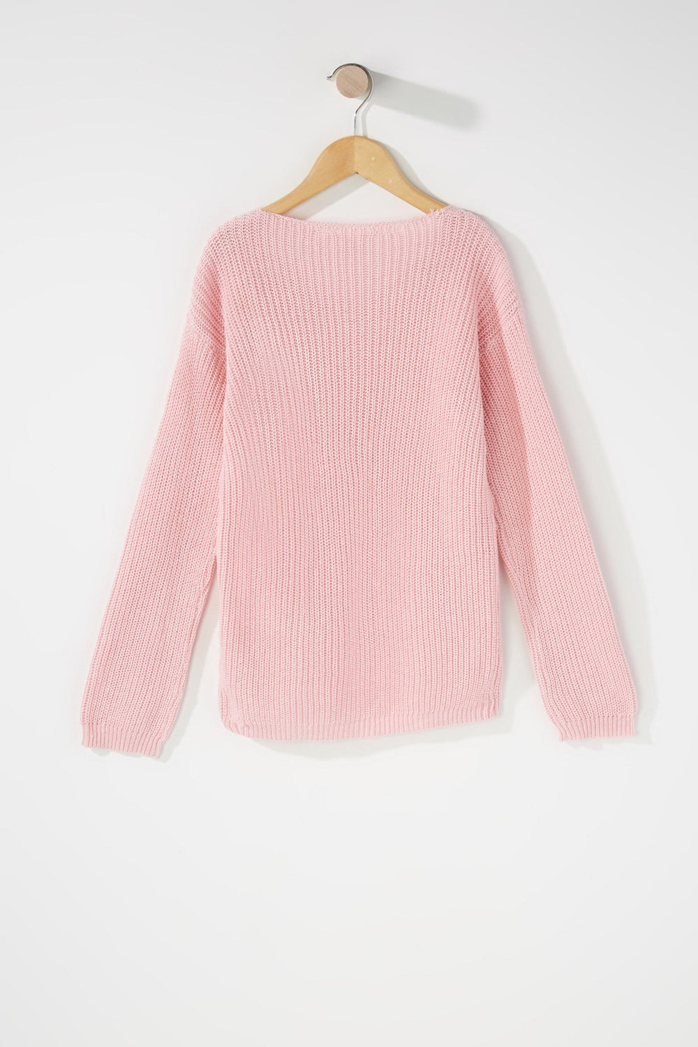 Kids Chandail à enfiler en tricot avec encolure en V pour fille Rose pâle