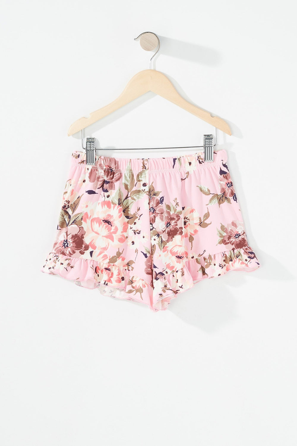 Kids Ensemble deux-pièces blouse et short volantés fleuris pour fille Rose pâle