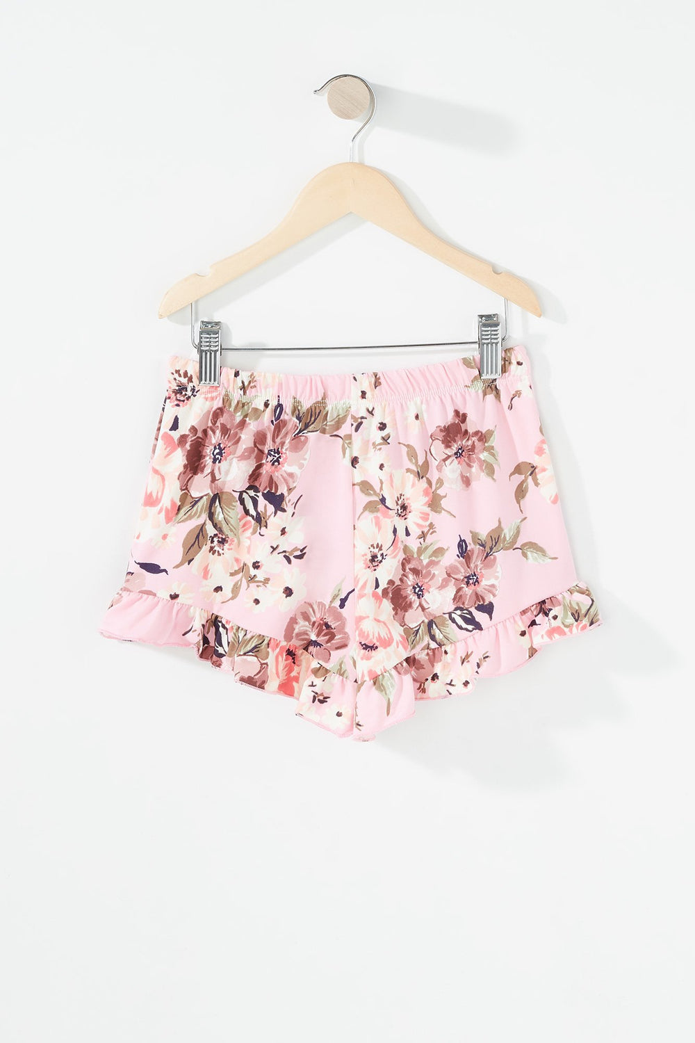 Kids Ensemble deux-pièces blouse et short volantés fleuris pour fille Rose pâle