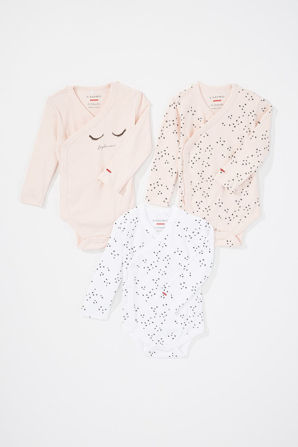Kids Ensemble trois-pièces Étoiles pour bébé fille Rose pâle
