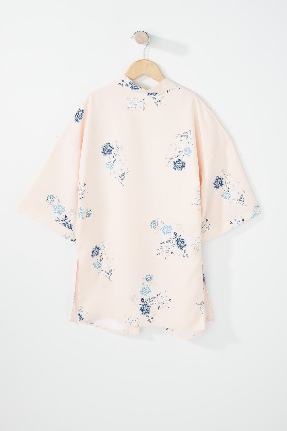 Kids Kimono fleuri ouvert pour fille Rose pâle