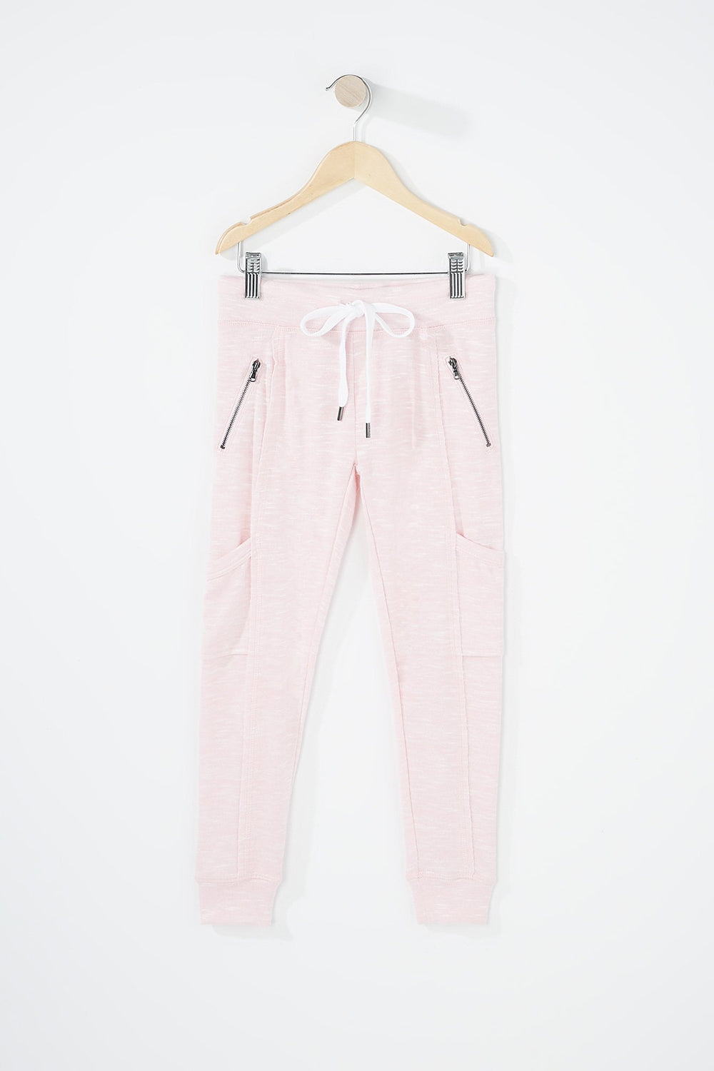 Kids Pantalon de jogging en molleton teint par espacements avec poches et taille coulissante pour fille Rose pâle