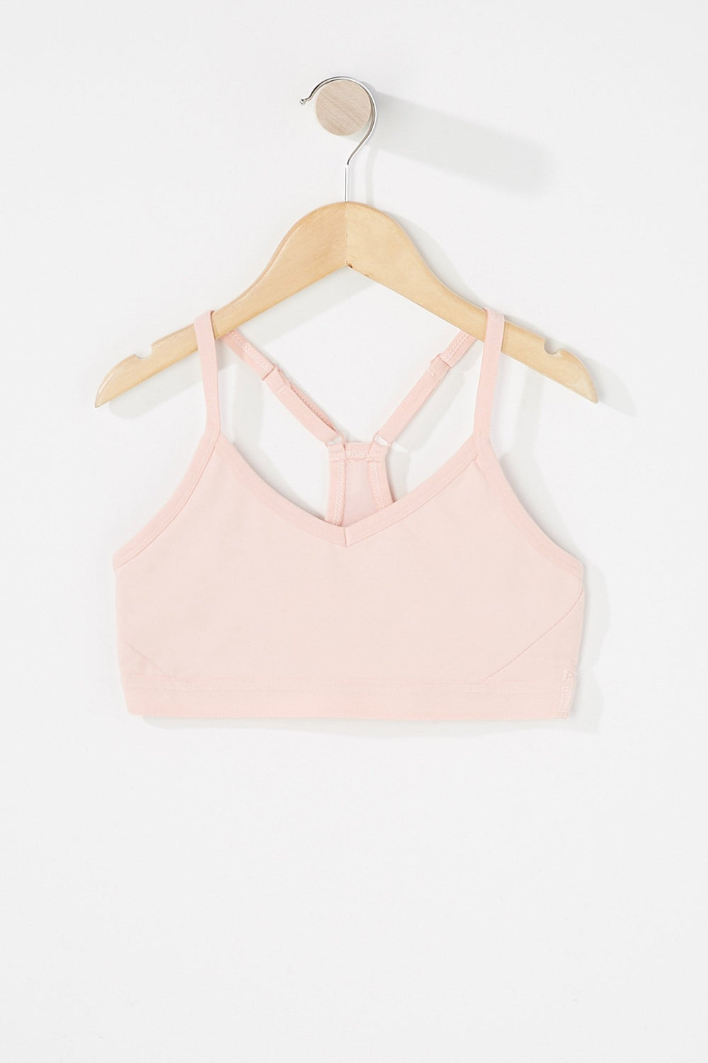 Kids Soutien-gorge de sport à dos nageur et encolure en V pour fille Rose pâle