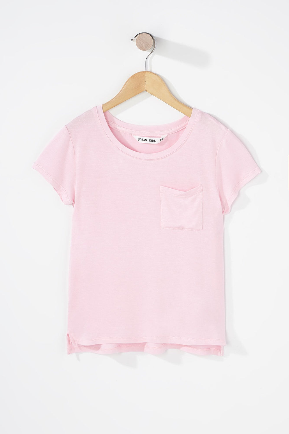 Kids T-shirt léger à encolure arrondie pour fille Rose pâle