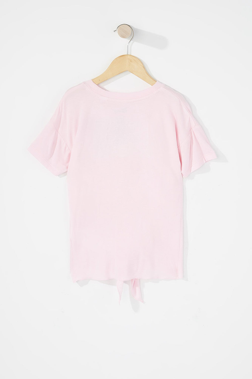 Kids T-shirt noué devant à motif Mickey Mouse brodé pour fille Rose pâle