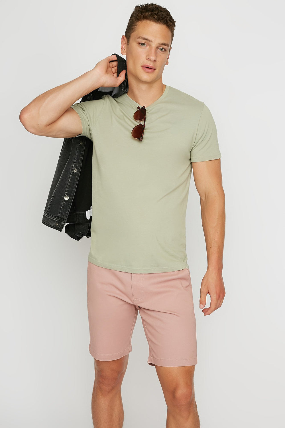 Men Short chino de base Rose poudré