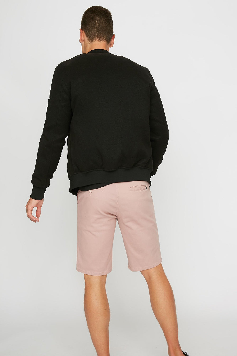 Men Short chino mince à devant plat Rose poudré