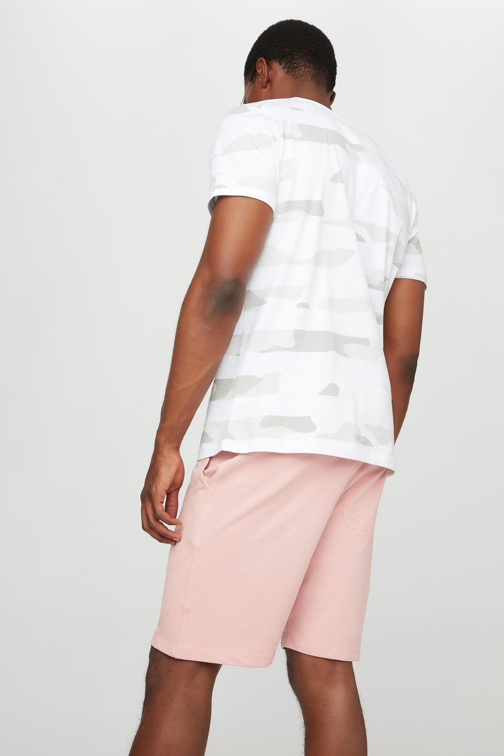 Men Short de jogging mince en molleton à taille coulissante Rose poudré