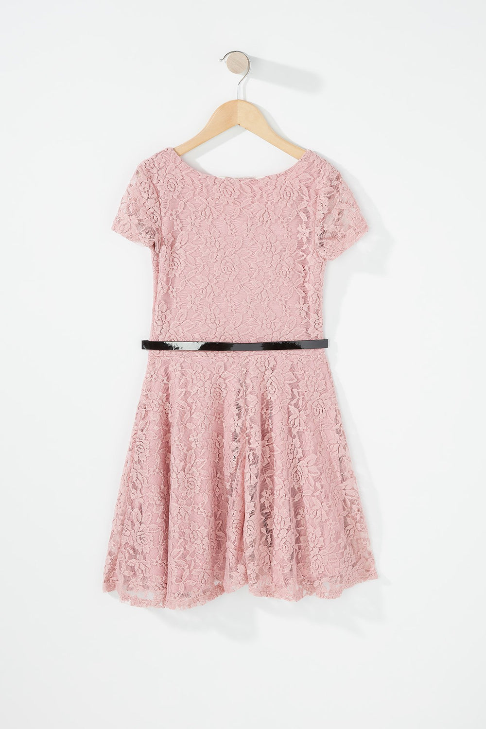 Kids Robe à jupe virevoltante en dentelle avec ceinture pour fille Rose poudré