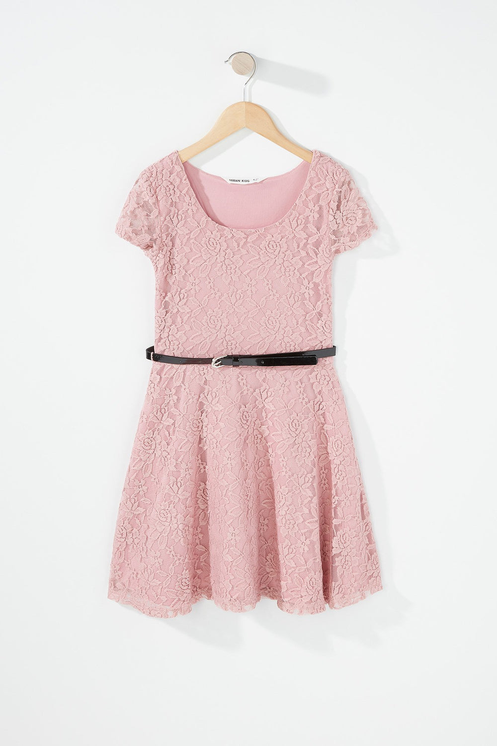 Kids Robe à jupe virevoltante en dentelle avec ceinture pour fille Rose poudré