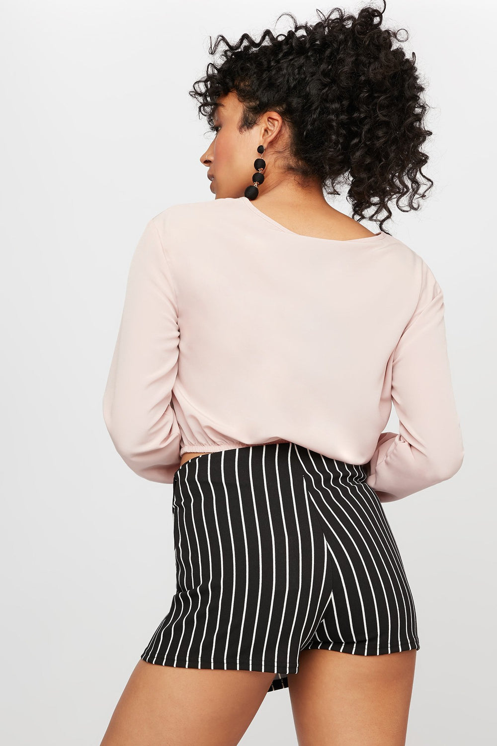 Women Lightweight Cinched Cropped Pocket Long Sleeve Rose
