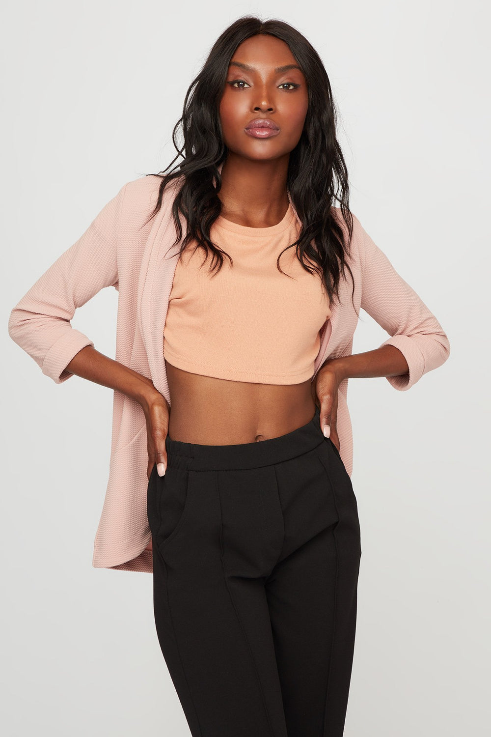 Women Open-Front Blazer Rose