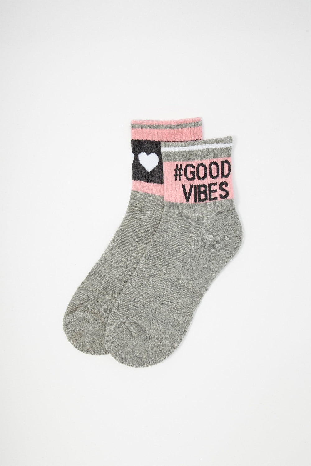 Women Chaussettes à imprimé #Good Vibes (2 paires) Rose