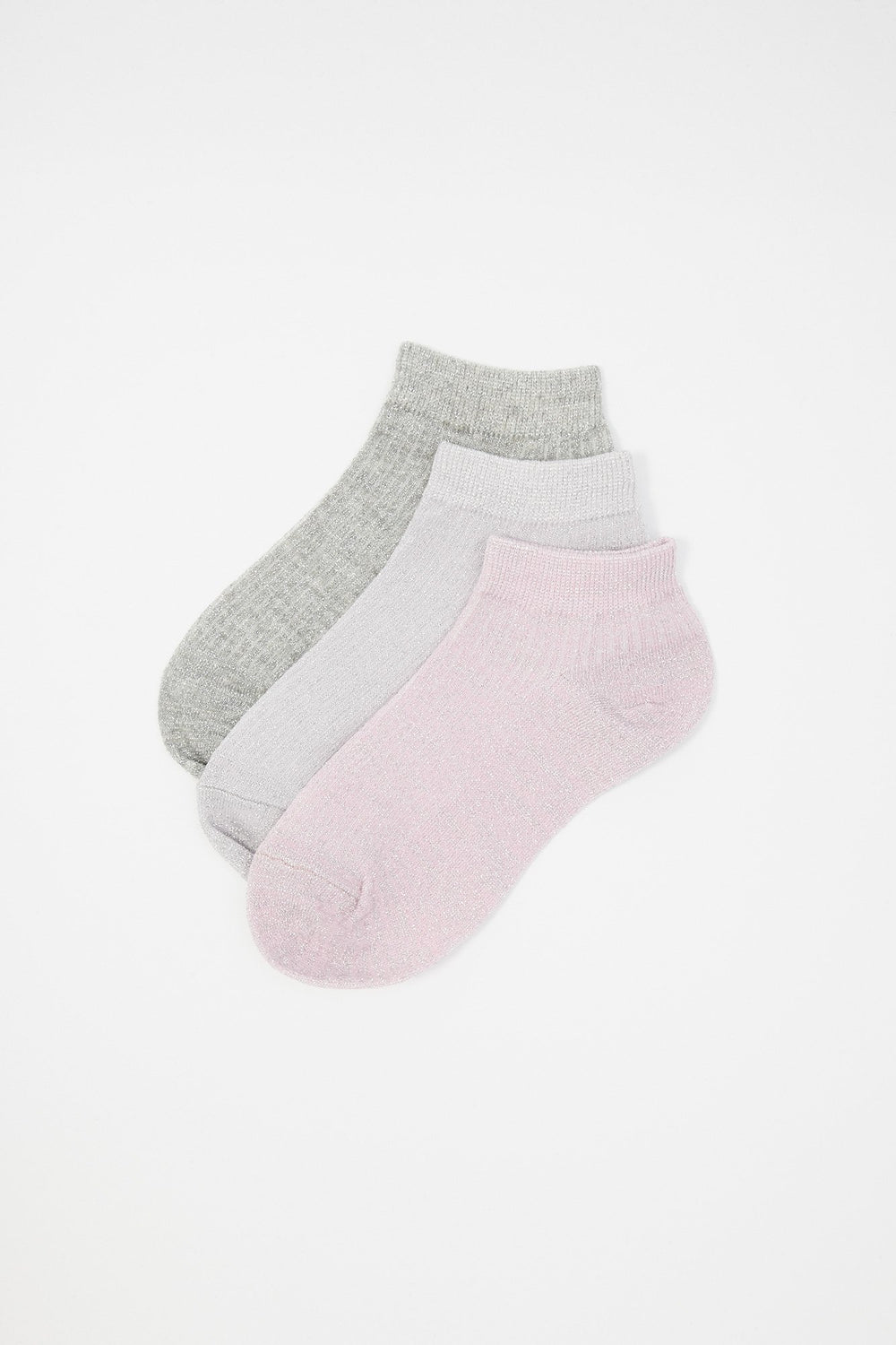 Women Chaussettes scintillantes (3 paires) Rose