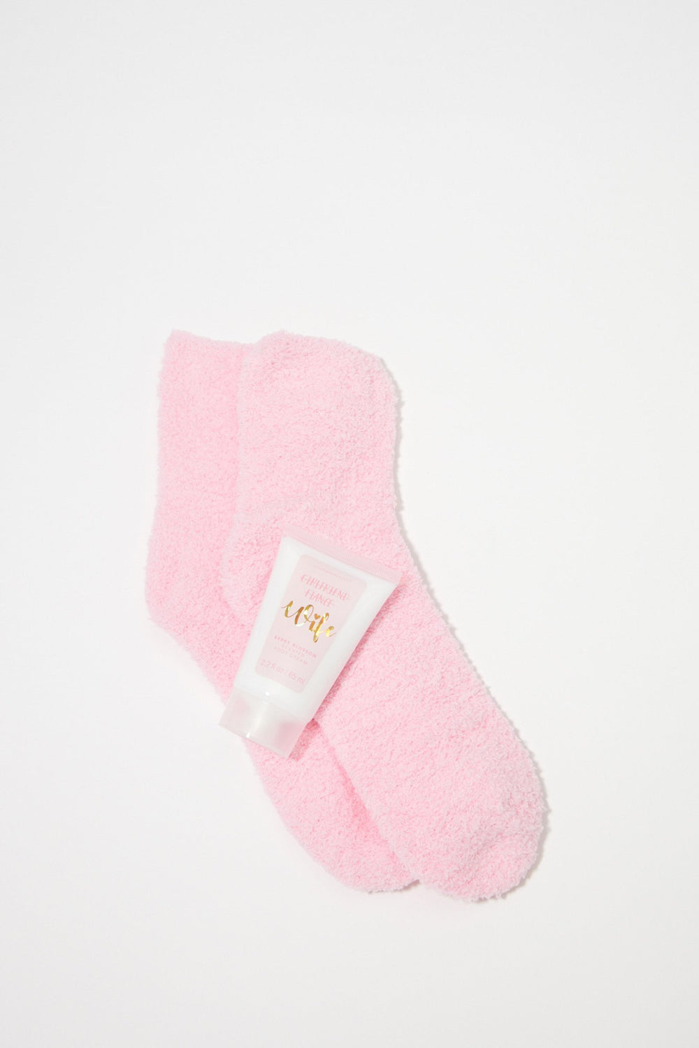 Women Chaussettes ultra-pelucheuses et crème pour les pieds Rose