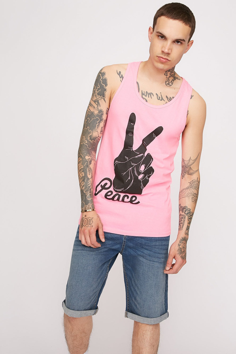 Men Débardeur à imprimé Peace Hand Rose