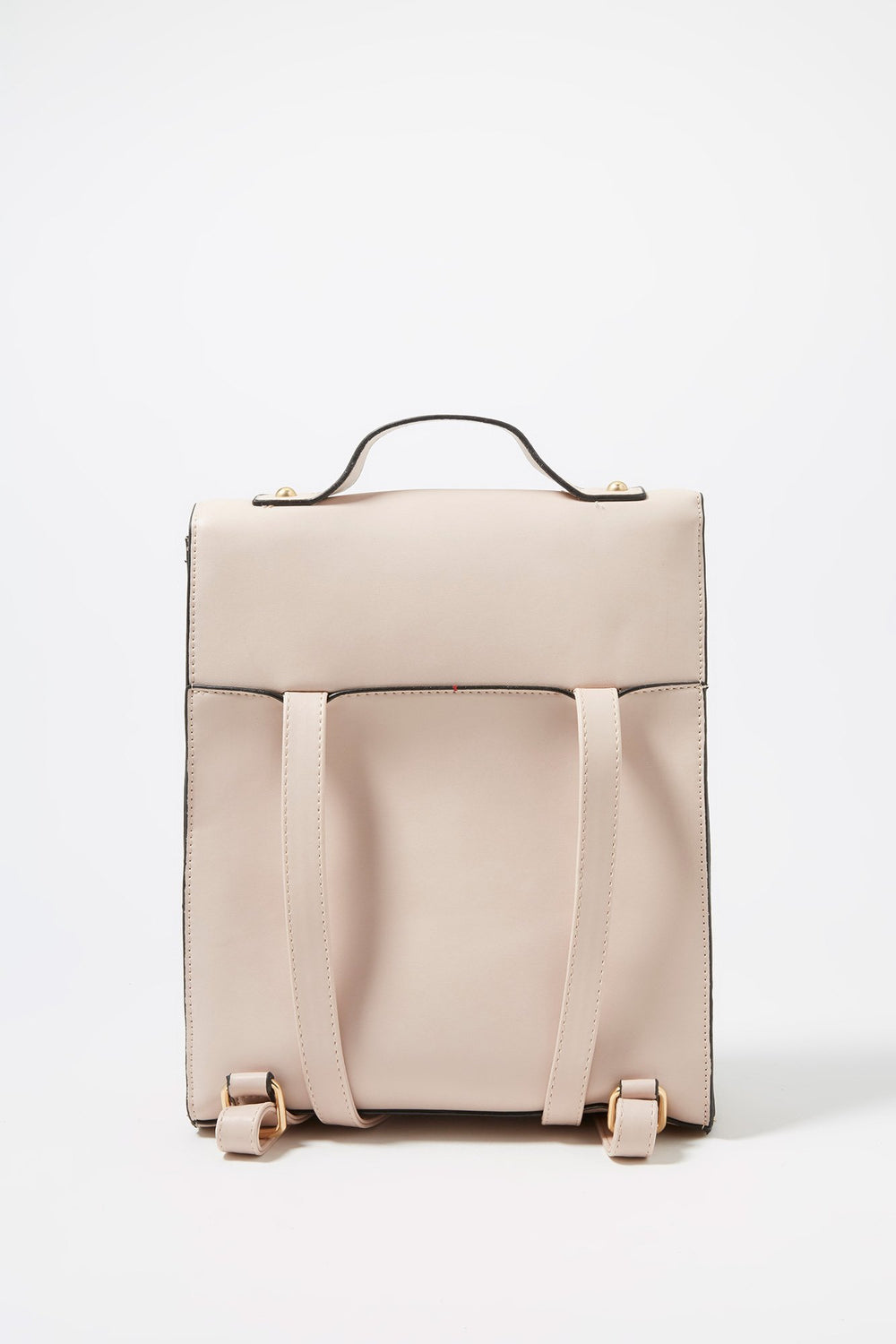 Women Faux-Leather Dual Buckle Backpack Rose