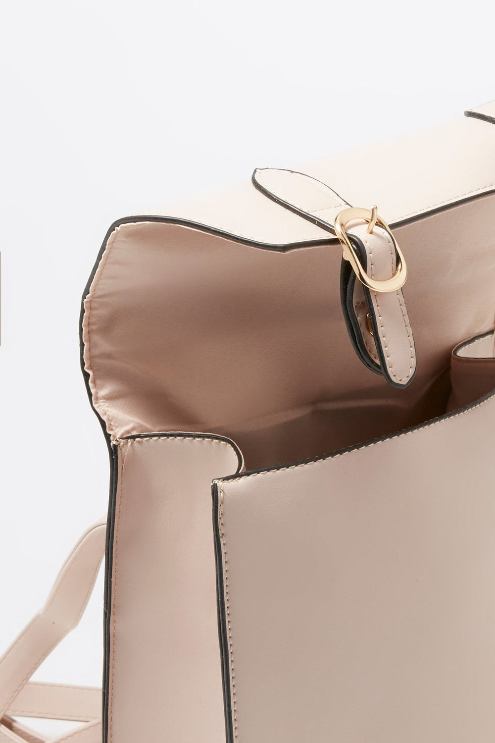 Women Faux-Leather Dual Buckle Backpack Rose