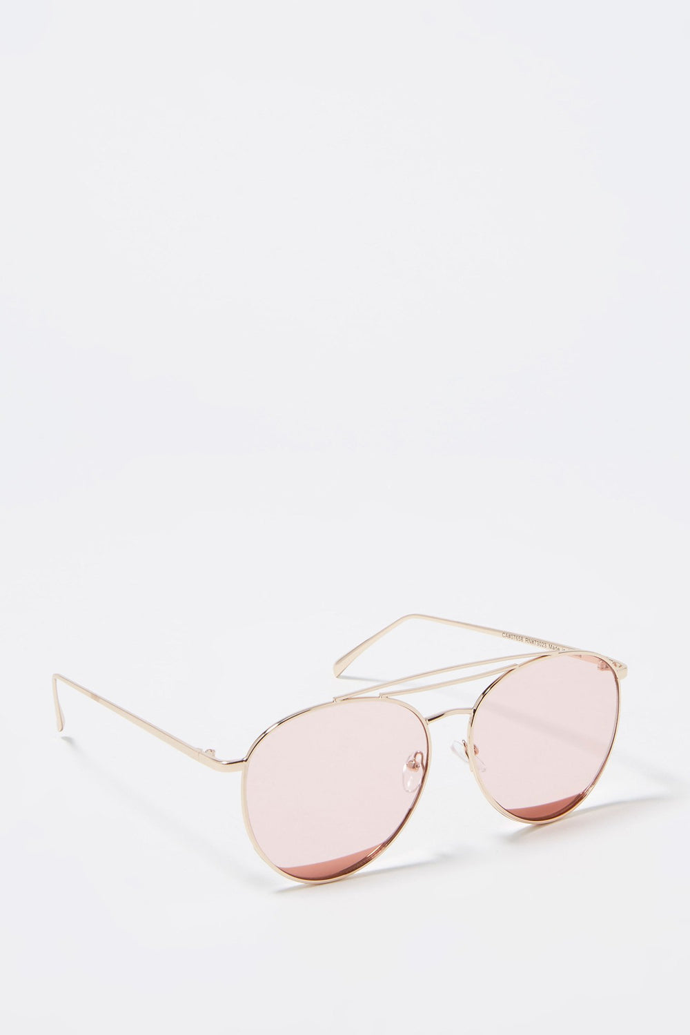 Women Lunettes de soleil aviateur à monture ronde Rose