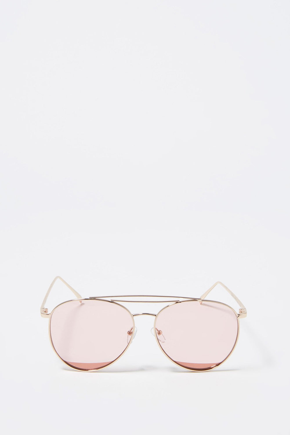 Women Lunettes de soleil aviateur à monture ronde Rose