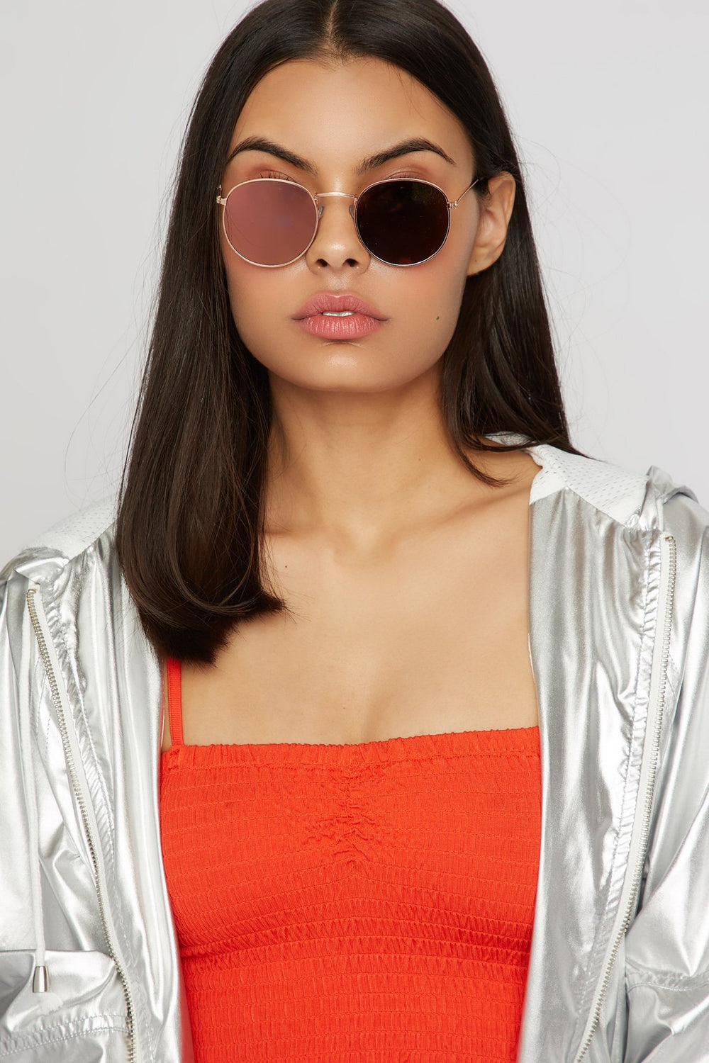 Women Lunettes de soleil rondes classiques Rose