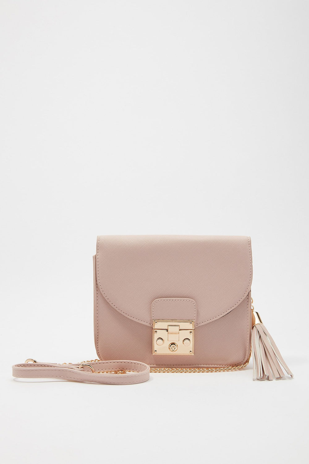 Women Sac à bandoulière structuré avec chaîne et pampilles Rose