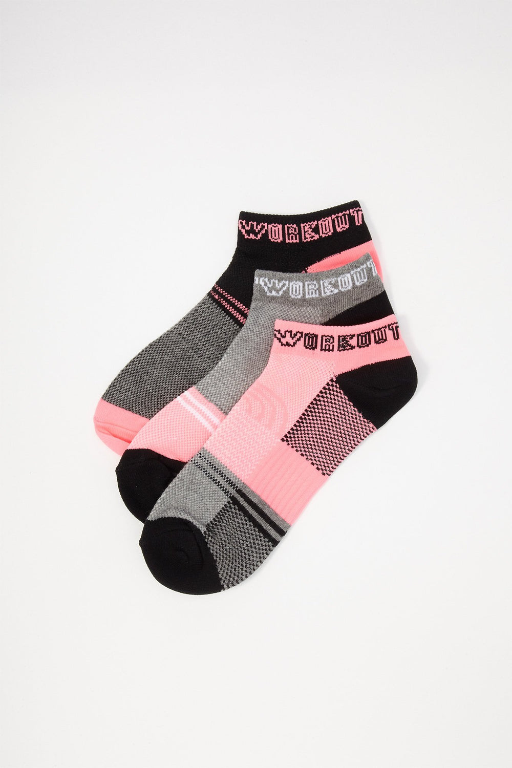 Women Socquettes à imprimé Workout (3 paires) Rose