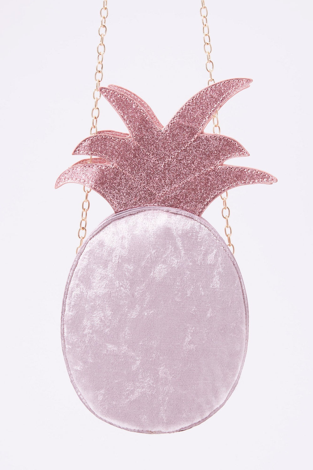 Women Velvet Pineapple Glitter Crossbody Bag Rose