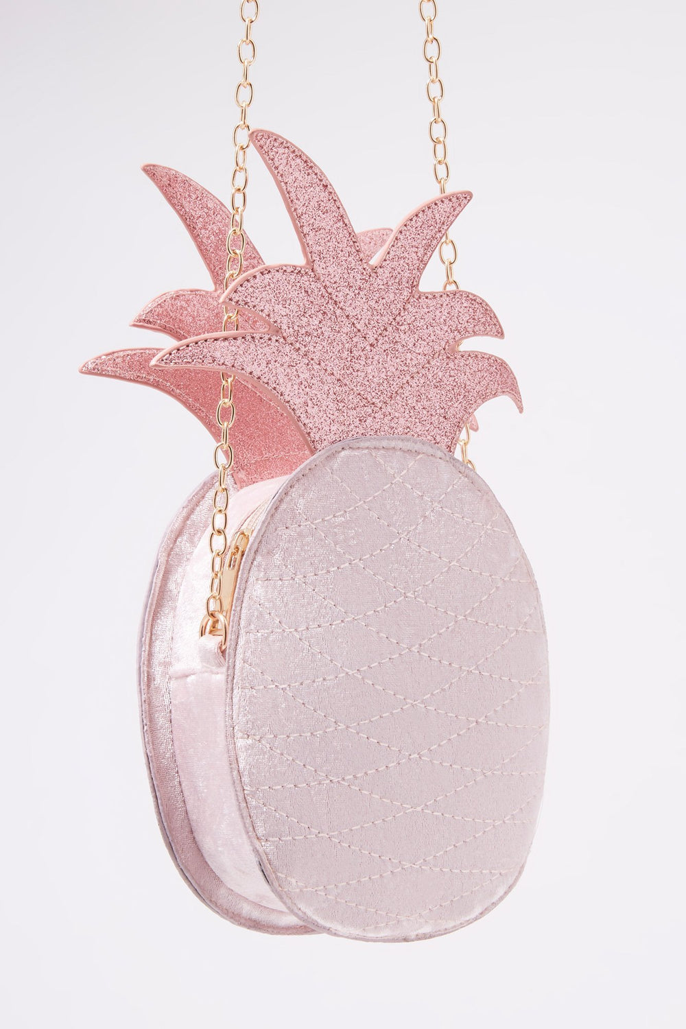 Women Velvet Pineapple Glitter Crossbody Bag Rose
