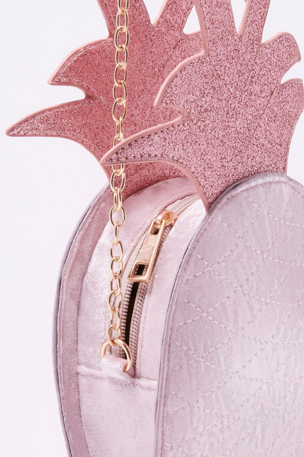 Women Velvet Pineapple Glitter Crossbody Bag Rose
