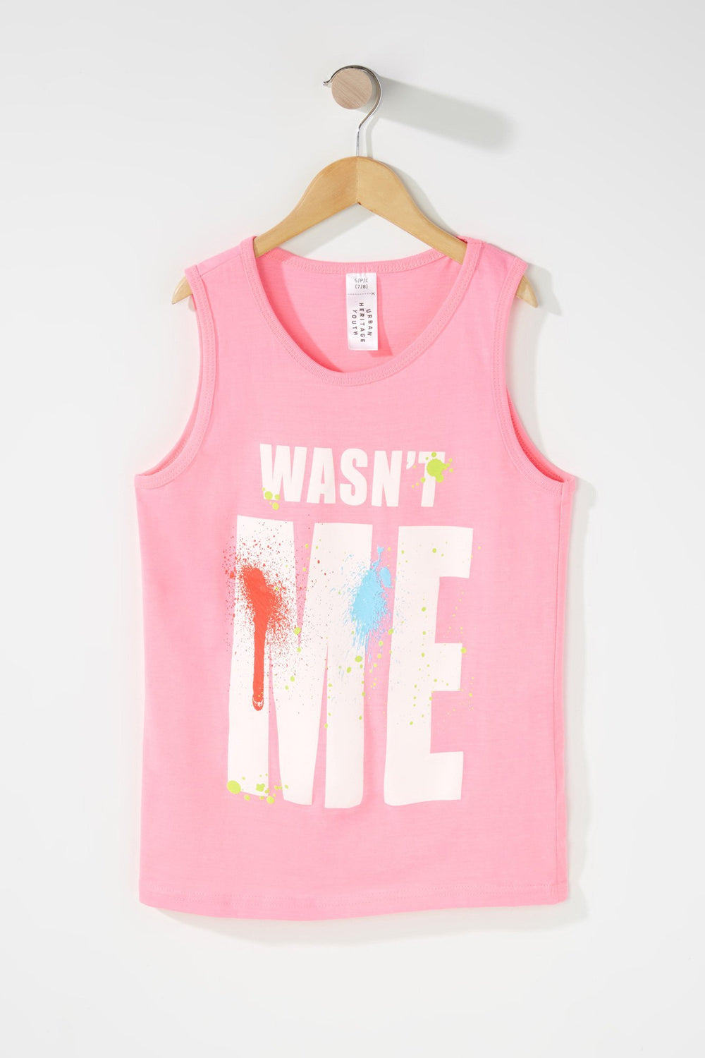 Kids Débardeur avec éclaboussures de peinture et imprimé Wasn't Me pour garçon Rose