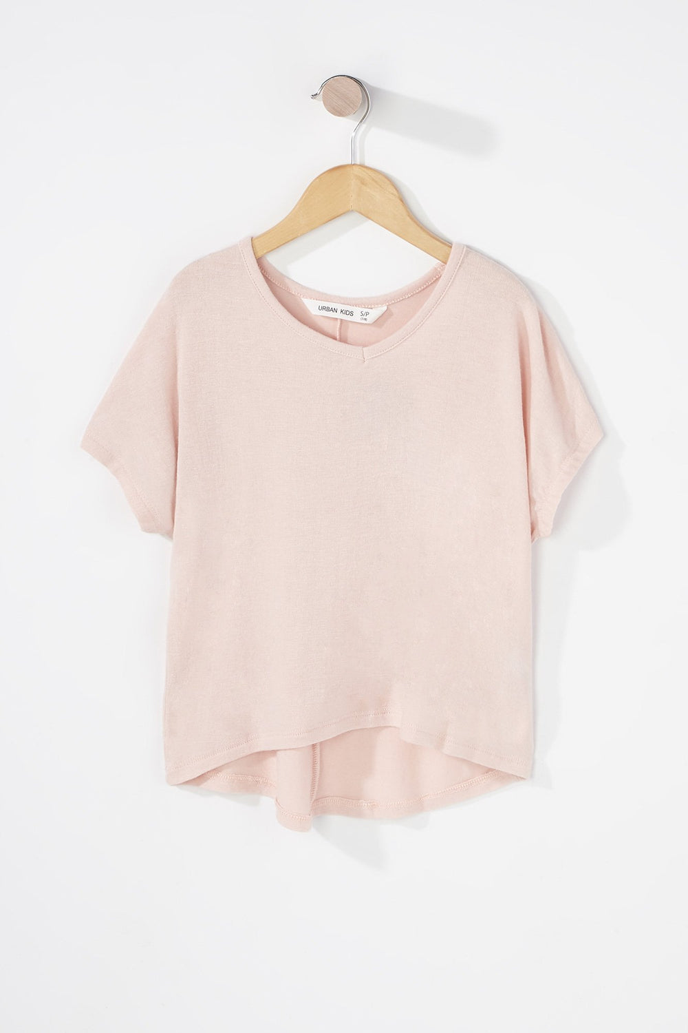 Kids Girls V-Neck Dolman Basic T-Shirt Rose