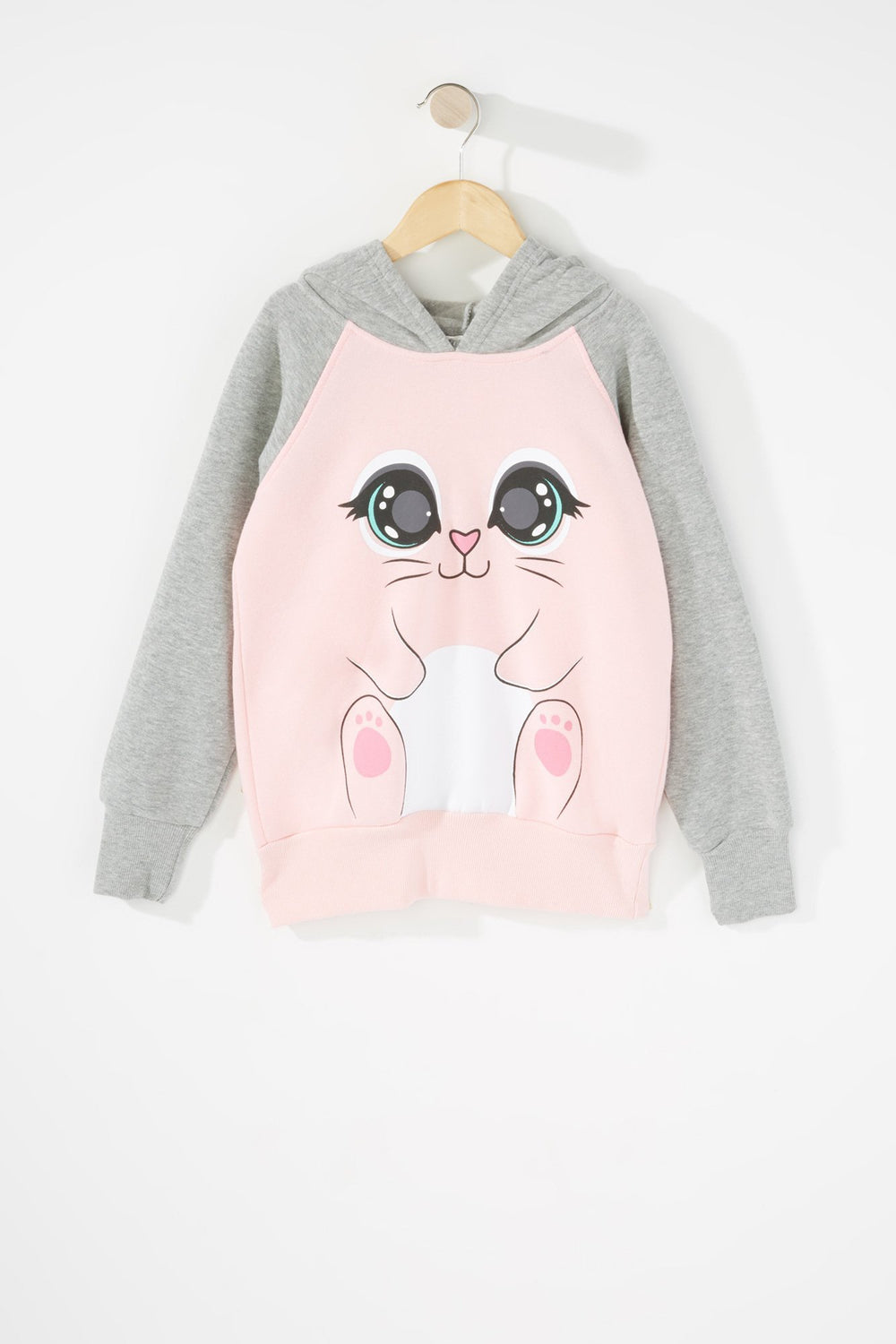 Kids Haut à capuchon à enfiler Lapin rose et gris pour fille Rose