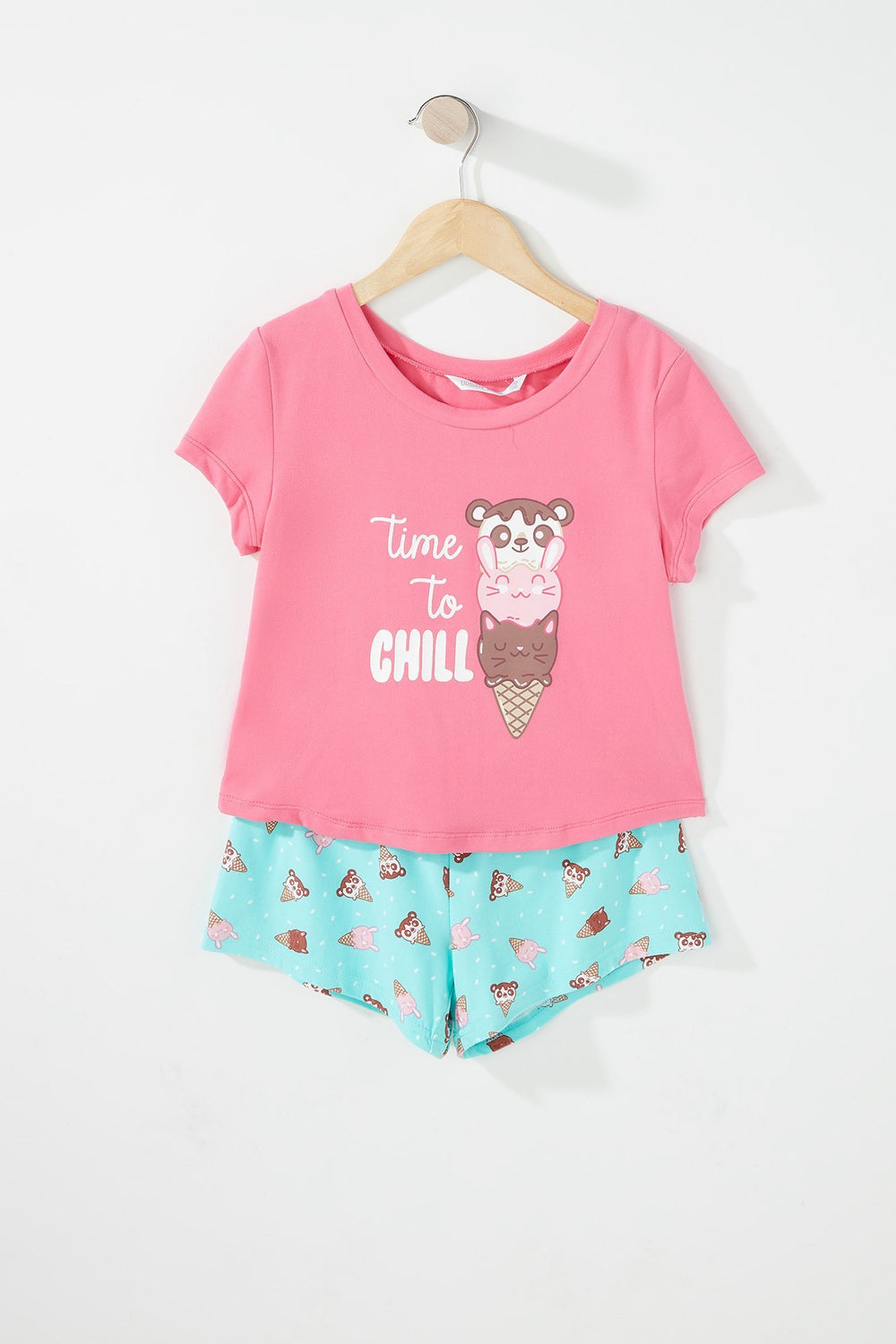 Kids Pyjama deux-pièces imprimé pour fille Rose