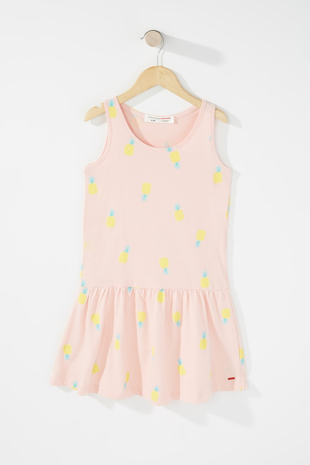 Kids Robe à basque sans manches imprimée pour fille Rose