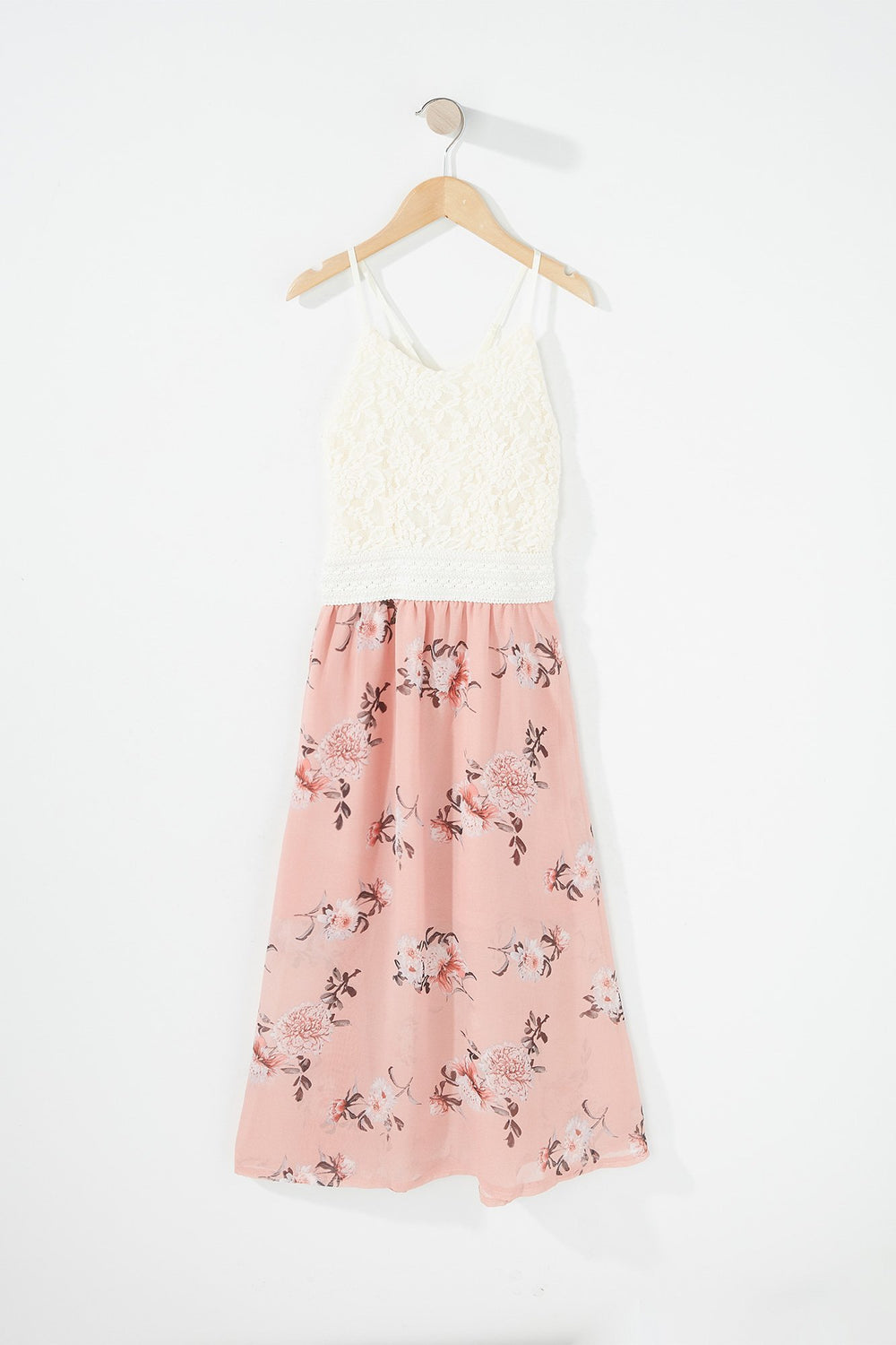 Kids Robe maxi crochetée fleurie pour fille Rose