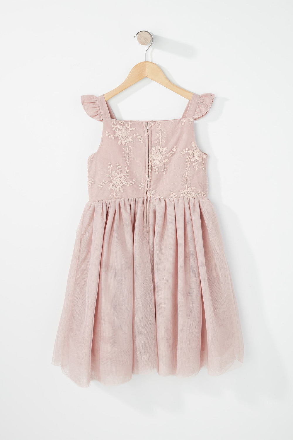 Kids Robe plissée en filet et dentelle fleurie pour fille Rose
