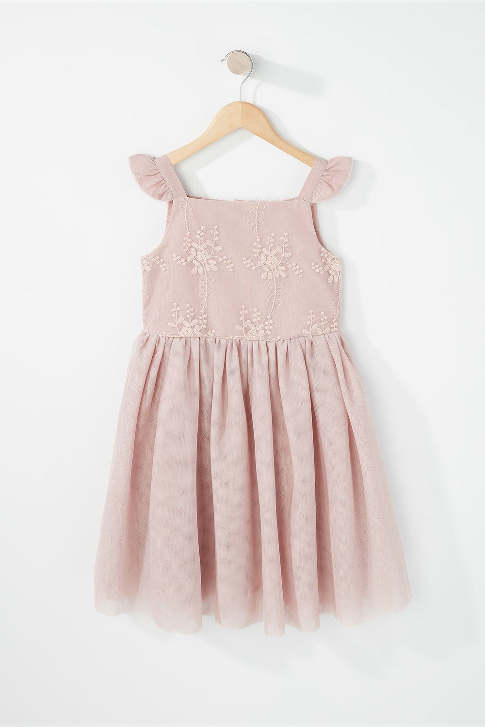 Kids Robe plissée en filet et dentelle fleurie pour fille Rose