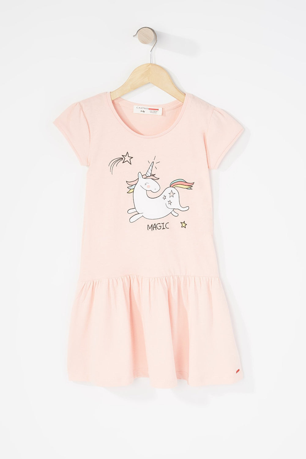 Kids Robe t-shirt à basque imprimée pour fille Rose