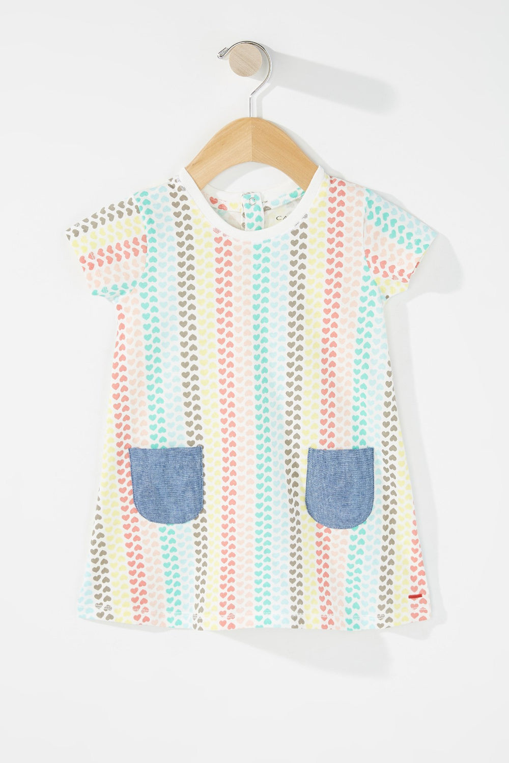 Kids Robe t-shirt en chambray avec poche imprimée pour bébé fille Rose